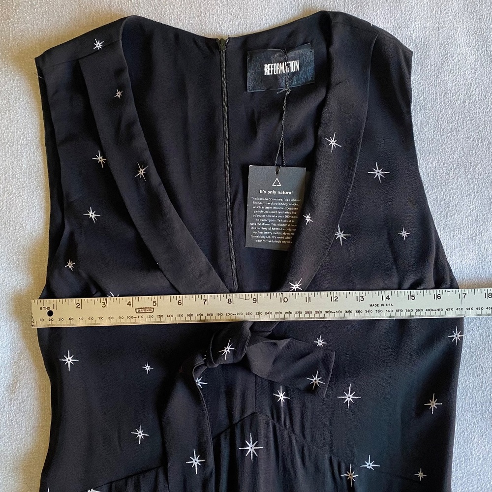 NWT Reformation Ashton Constellation black and white crepe midi dress Sz 8 - Picture 8 of 11